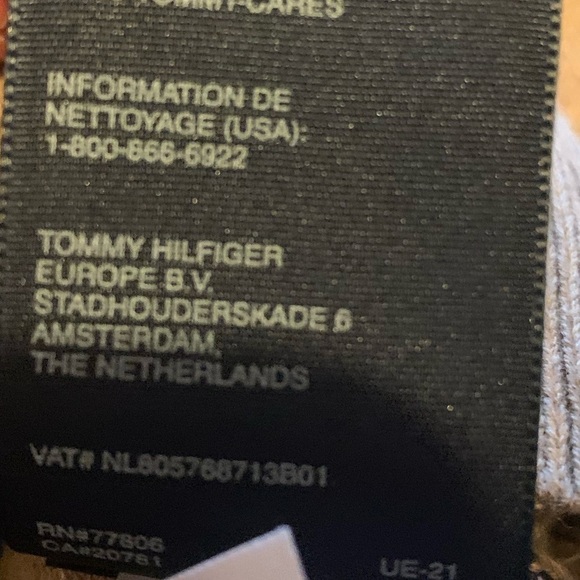 NEW Tommy Hilfiger Striped Cotton Sweater V Neck Camel and Navy Mens Small - Picture 8 of 11